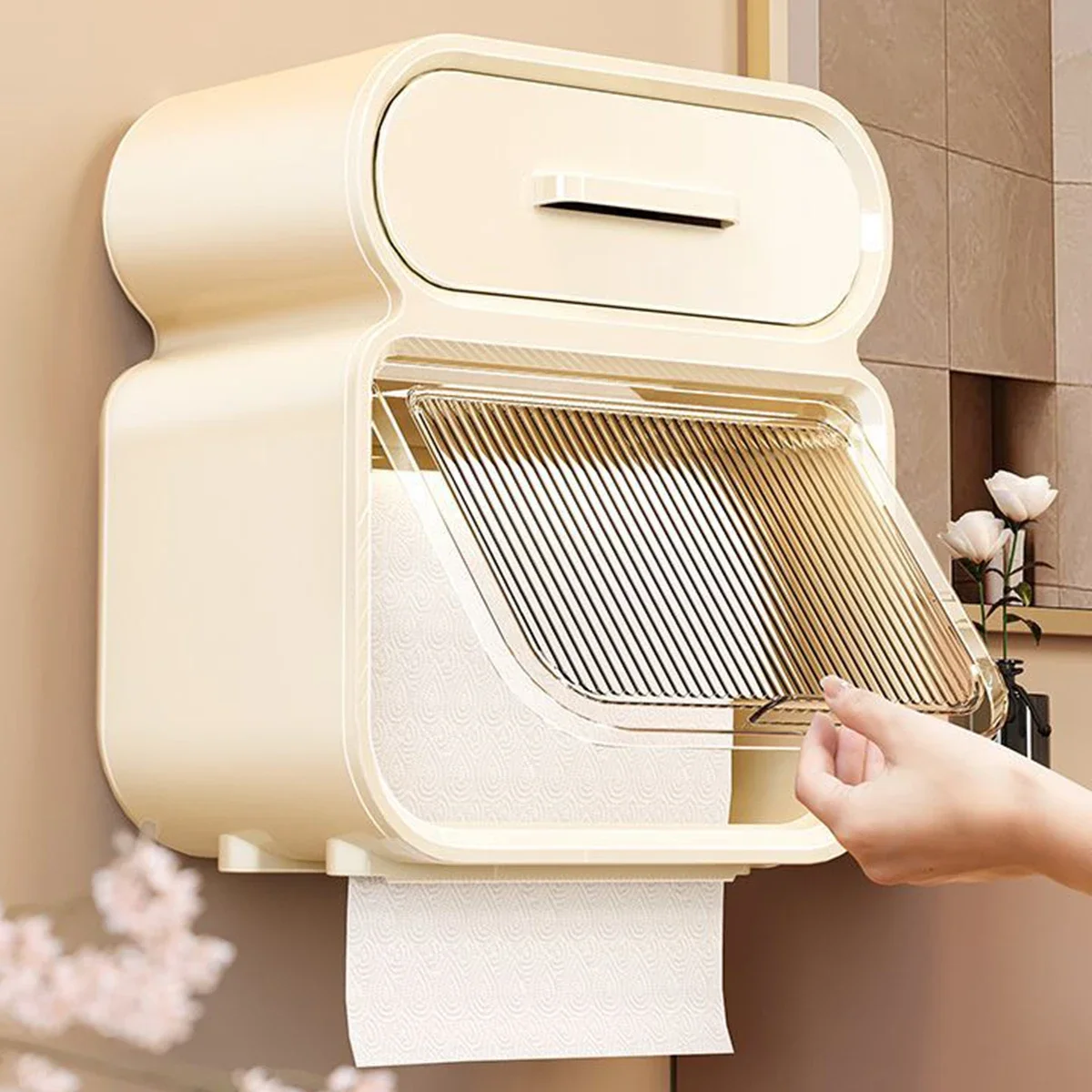 

Square Wall-Mounted Tissue Holder Toilet Tissue Box Bathroom Storage Organizer Double Layer Storage Rack Toilet Roll Holder