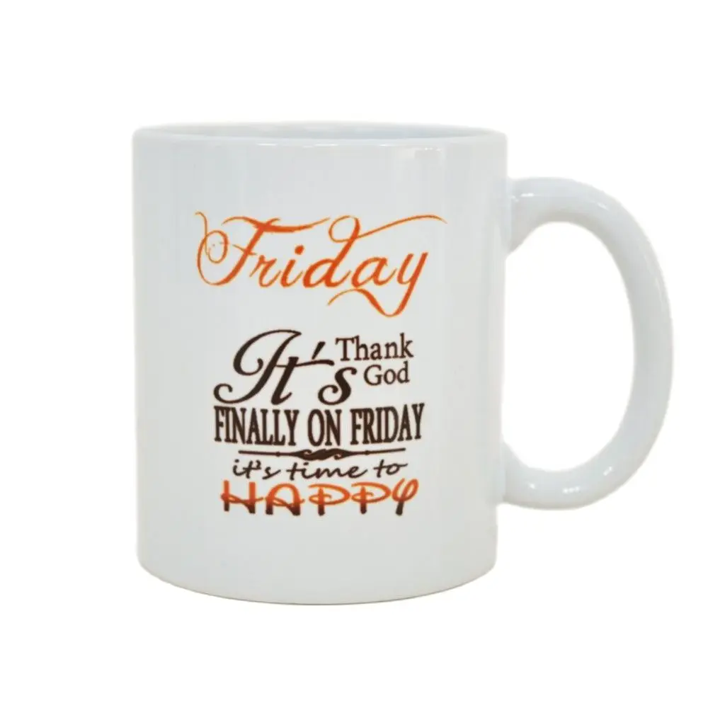 

White Mug Friday Quotes Coffee Travel Mug Tea Cup Gifts Birthday Present Colleague Mug 11oz