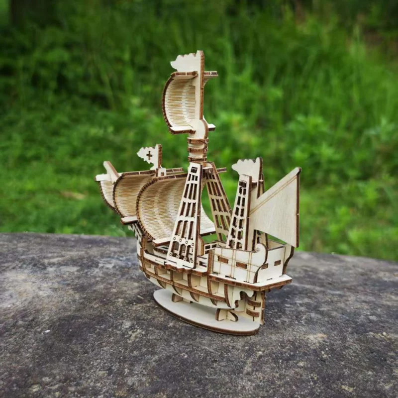 DIY Boat 3D Three-dimensional Wooden Handmade Puzzle Assembly Pressure Relief Model  Ornament Adult Toy Gift