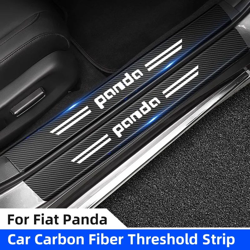 1/4/5Pcs Carbon Fiber Car Door Sill Sticker Auto Door Threshold Protector Strip For Fiat Panda 2011 2008 2009 Coss4x4 Accessory