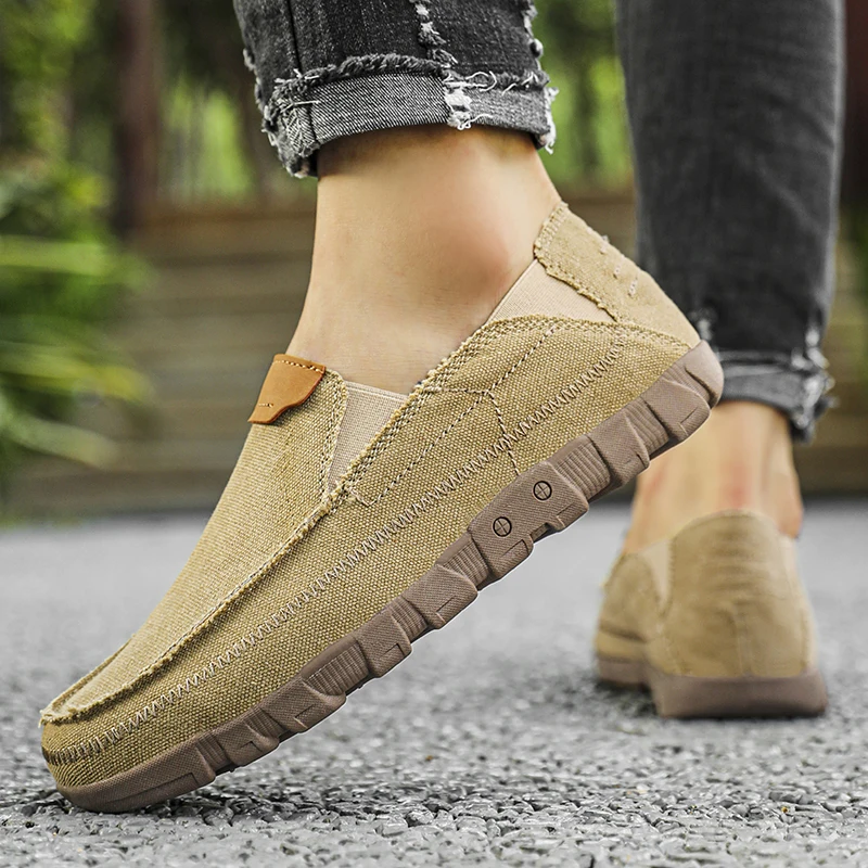 Nieuwe Zomer Mannen Canvas Schoenen Ademend Denim Canvas Casual Schoenen Mannen Loafers Comfortabele Ultralight Luie Bootschoenen Big Size 48