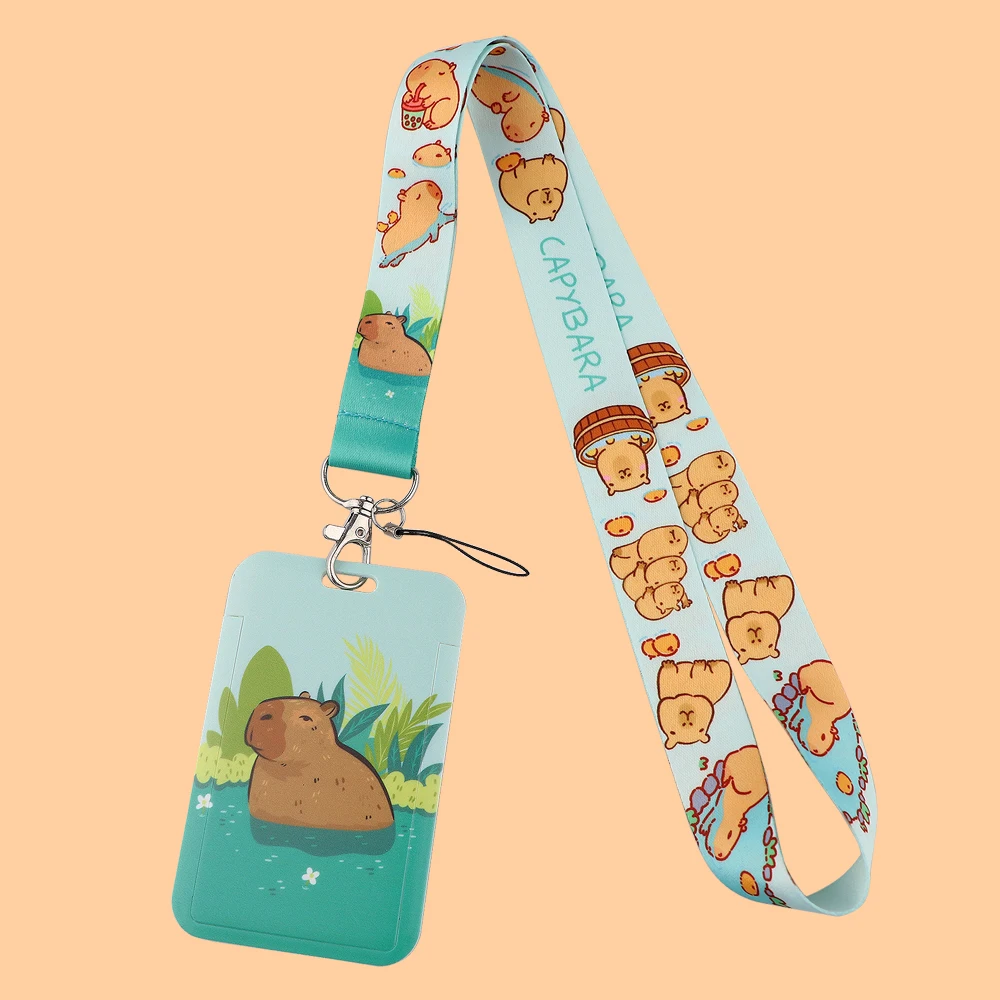 Capybara Cartoon Cute Brown Animals Lanyard Strap for Cellphone Key Chains ID Card Badge Holder Keychain Hanging Rope