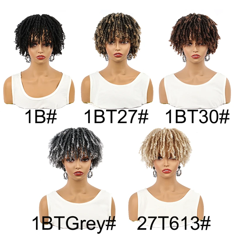 Synthetic 6Inch Short Dreadlocks Topper Wigs Crochet Braids Faux Locs Clip Wig for Men Women