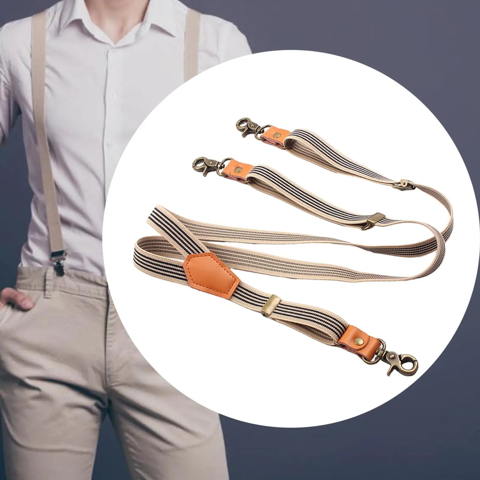 Men's Suspenders Elastic Straps Heavy Duty Hooks Back Construction Casual Fashion Adjustable Braces Belt Loops Braces for Work