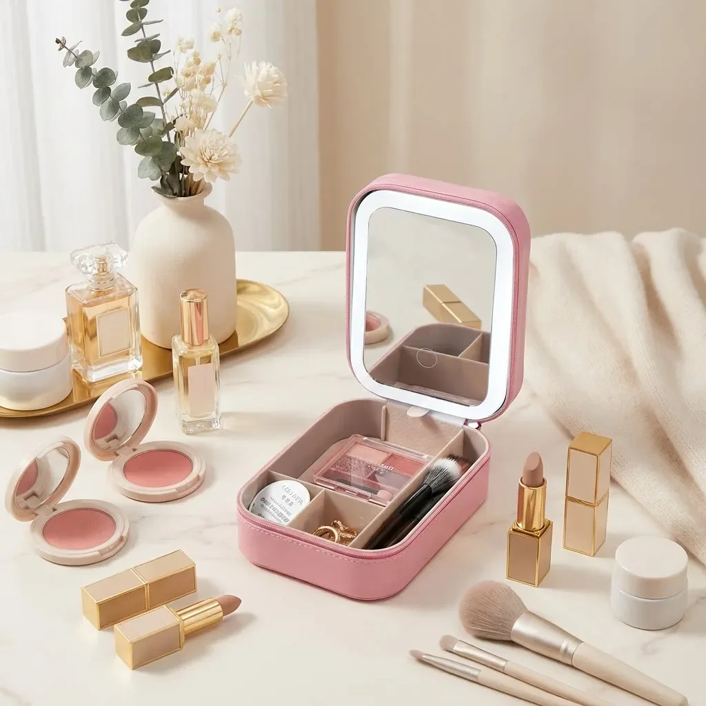 Airfriend Travel Cosmetic Bag Makeup Bag Light Up Mirror Cosmetic Organizer Mini Bag Portable Women Cosmetic Pouch Wholesale
