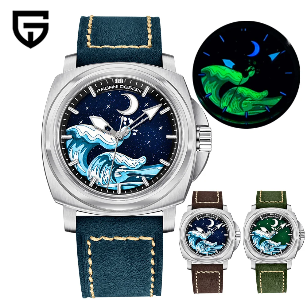 PAGANI UCO-Montre-bracelet Mécanique existent pour Homme, TMI NH35A Wave, Saphir, Étanche, Acier Inoxydable, PDYS014