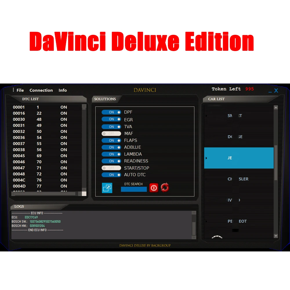 DaVinci Deluxe Edition 1 Year Workshop for Diagnosis and Correction with Modern Anti-pollution System DPF MAF Software