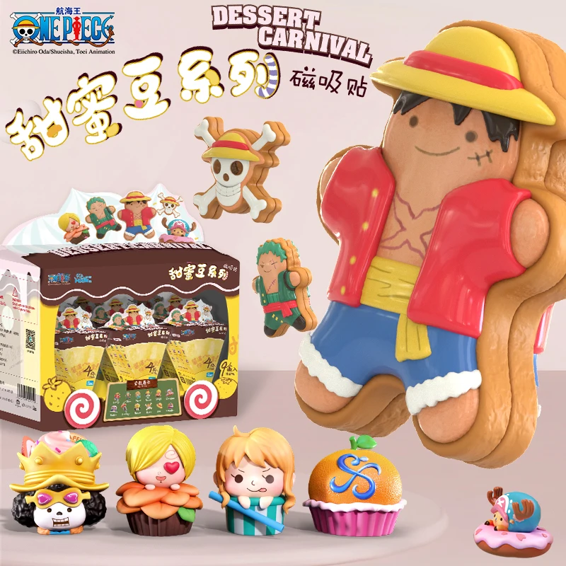 

Original One Piece Blind Box Cute grain Toy Sweet Bean Series Magnetic Refrigerator magnet doll Luffy Zoro Chopper Toys Gift