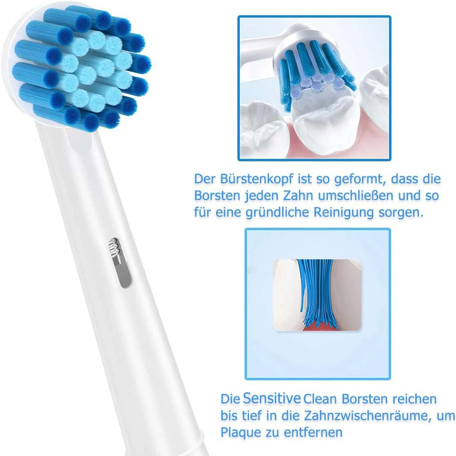 Electric Toothbrush Sensitive Replacement Head for Oral B Generic Tooth Brush Heads with Dupont Bristles Gentle Whitening Action