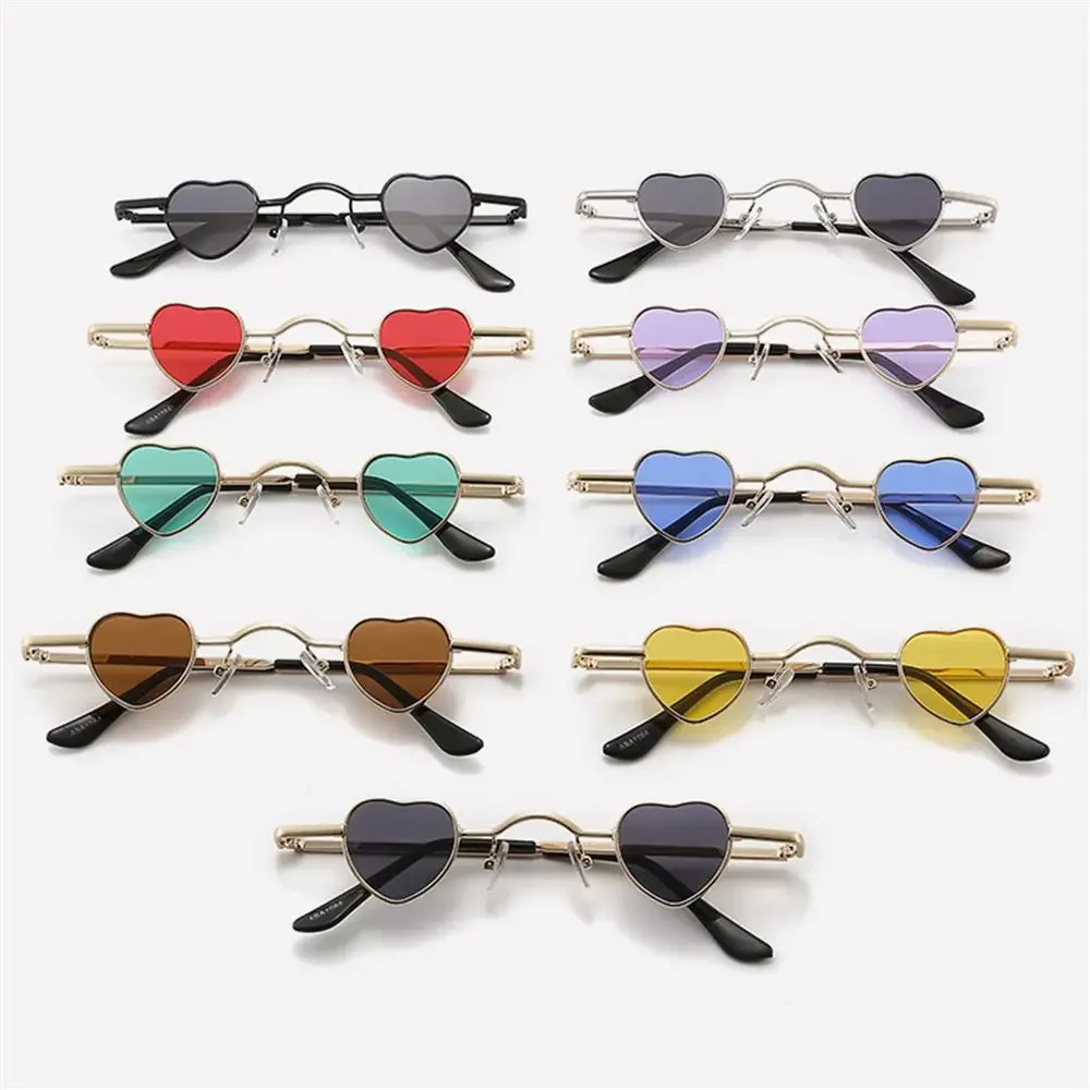 Mini Heart-Shaped Sunglasses Men Women Candy Color Metal Frame Shades