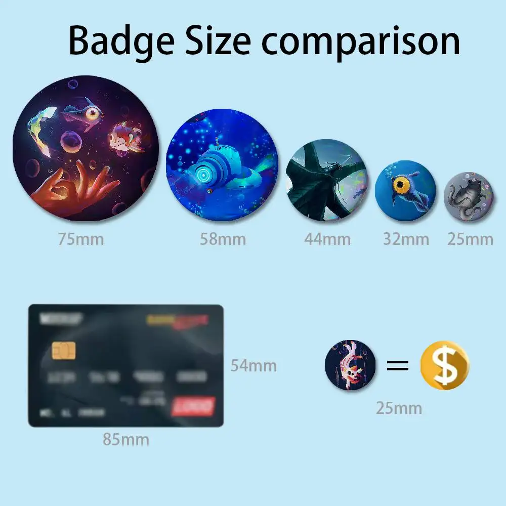 Game S-Subnautica 2 Enamel Pin Tinplate Round Brooch Cosplay Nijigen Otaku Culture Badges 58mm 44mm 32mm 75mm 25mm