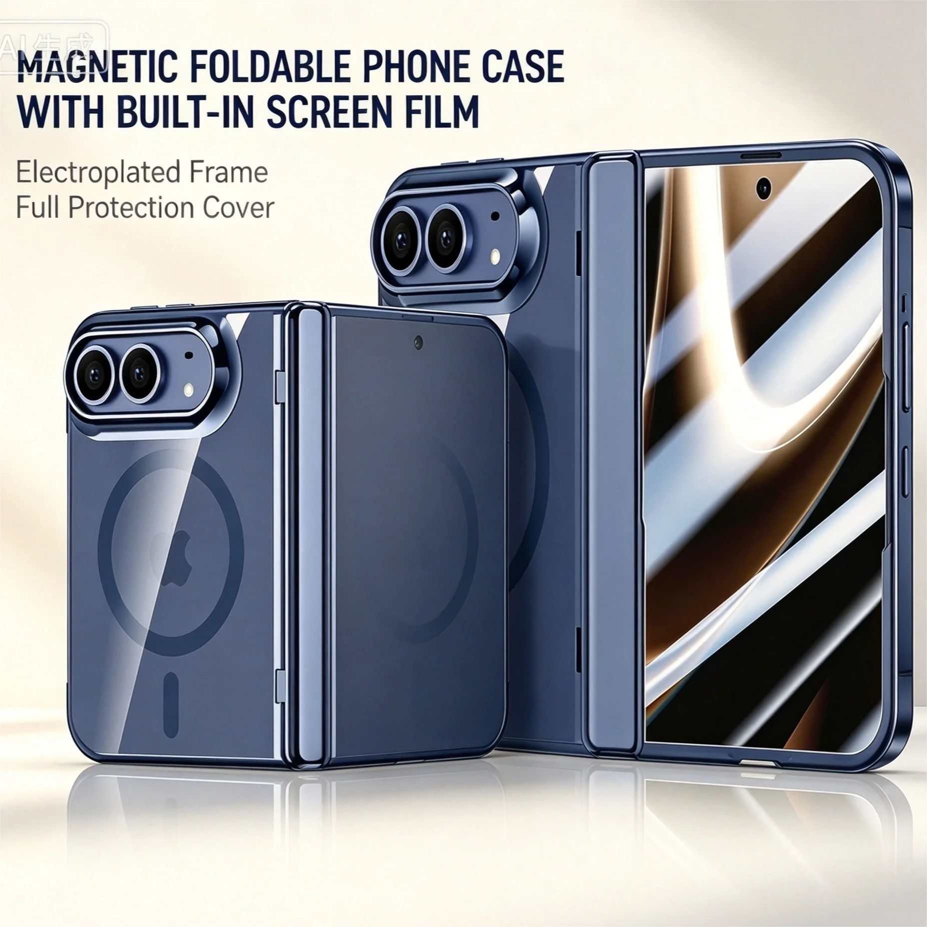 Hochwertige, transparente Schutzhülle mit Magnetfunktion für iPhone Duo Fold, integrierte Schale und Folie, Scharnier, umfassender Schutz