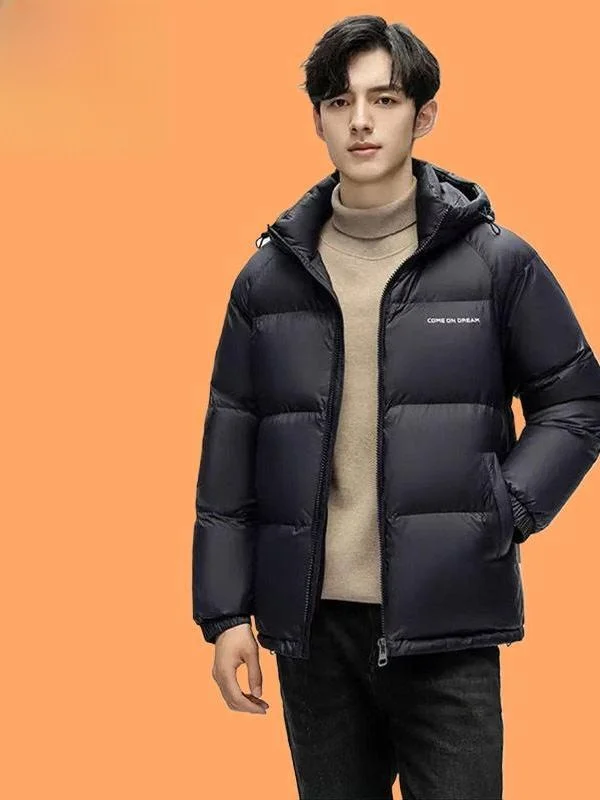 

White Du down Men's Jaet Thi Warm ort Sle Waterproof Casual Outerwear Modern Sle Regular Fit Autumn Winter Coat