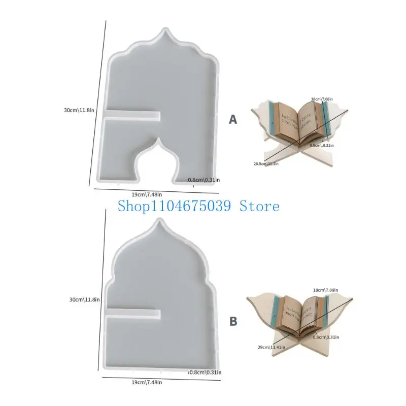 5ASD 2 Pack Multipurpose Silicone Reading Stand Mold Book Shelf Molds voor het knutselen hars teal lichthouders en