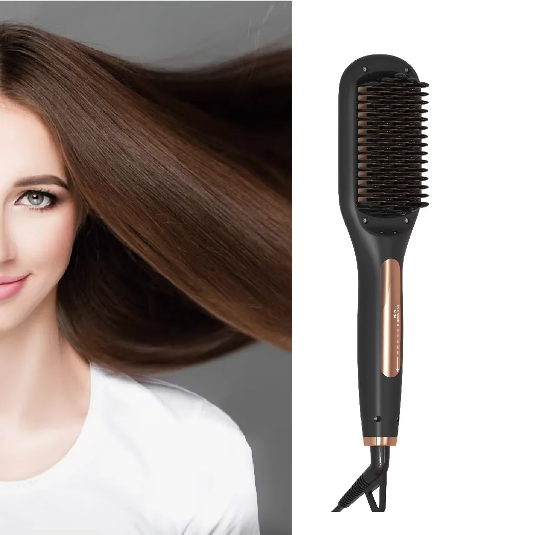 

Electric Touch Screen Hair Brush Comb Fast Heated Temperature Negative Ion Hair Straightener Comb