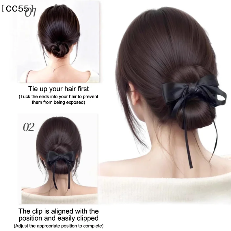 Low Bun Wig Hair Clip-In Messy Bun Hairpiece Straight Hair Extension For Effortless Updo Synthetic Claw Messy Hair Bun〔CC55〕