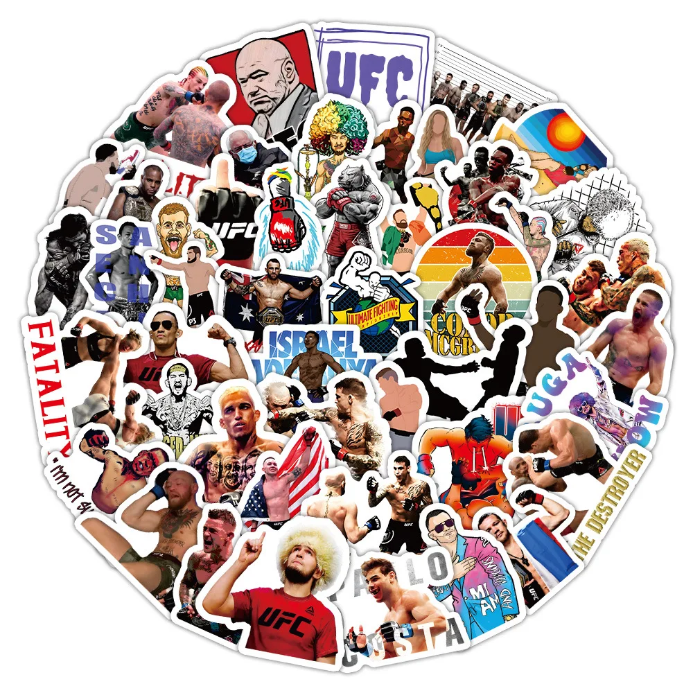 60PCS MMA Stickers Waterproof Vinyl Decals for Laptop Water Bottle Skateboard Phone Luggage Sports Fighter Fans Cool Gift Teens