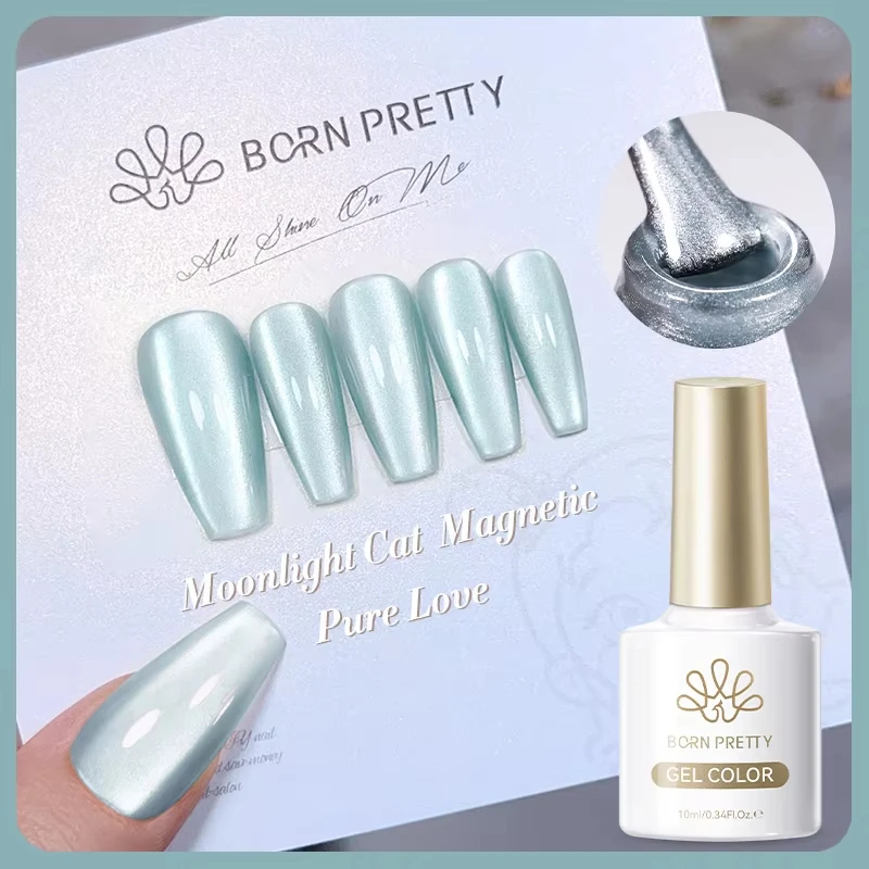BORN PRETTY Funkelnde Glasperle Katze Magnetischer Gel-Nagellack Flash White Spar Red Color Semi Permanent Soak Off UV Gel Lack