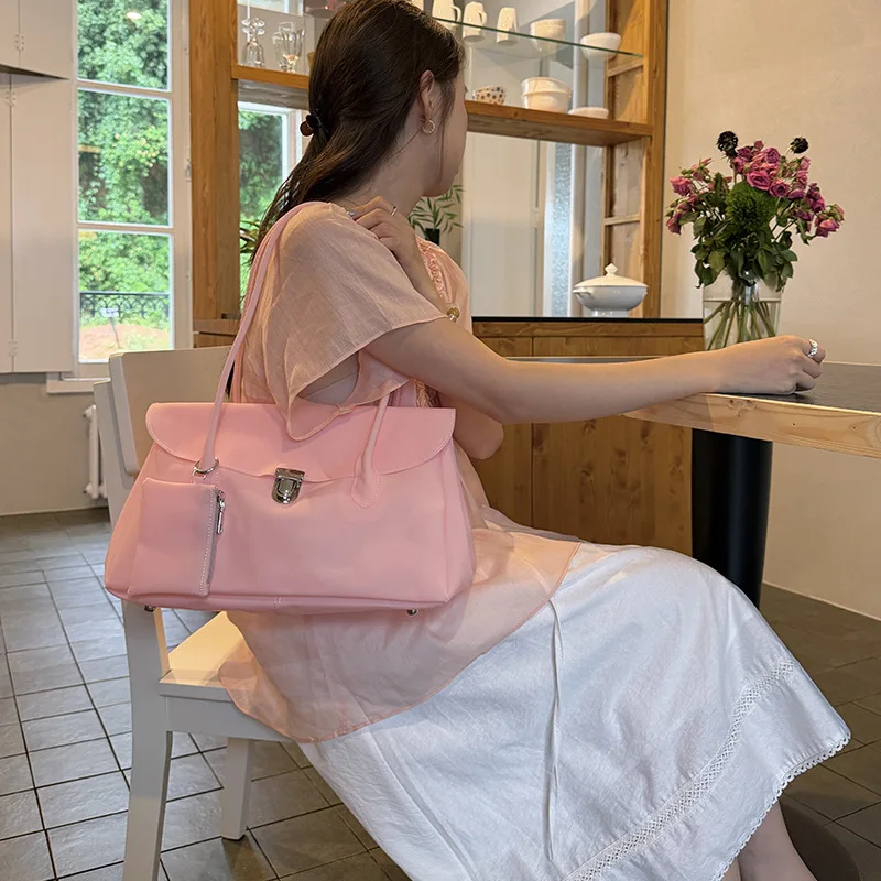 Korean Candy-colored Jelly Handbag Stylish Large Capacity Pvc Waterproof Shoulder Bag Summer Travel Dopamine Solid Color Tote