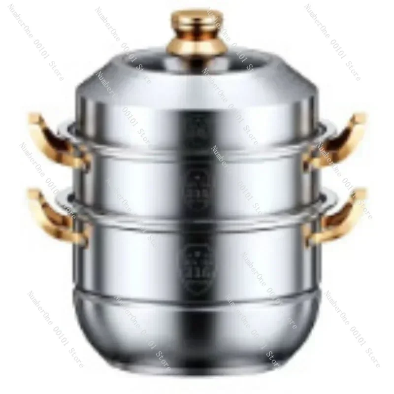 

316 stainless steel steamer household food grade thickened soup pot steamed steamed buns four-layer induction cooker universal