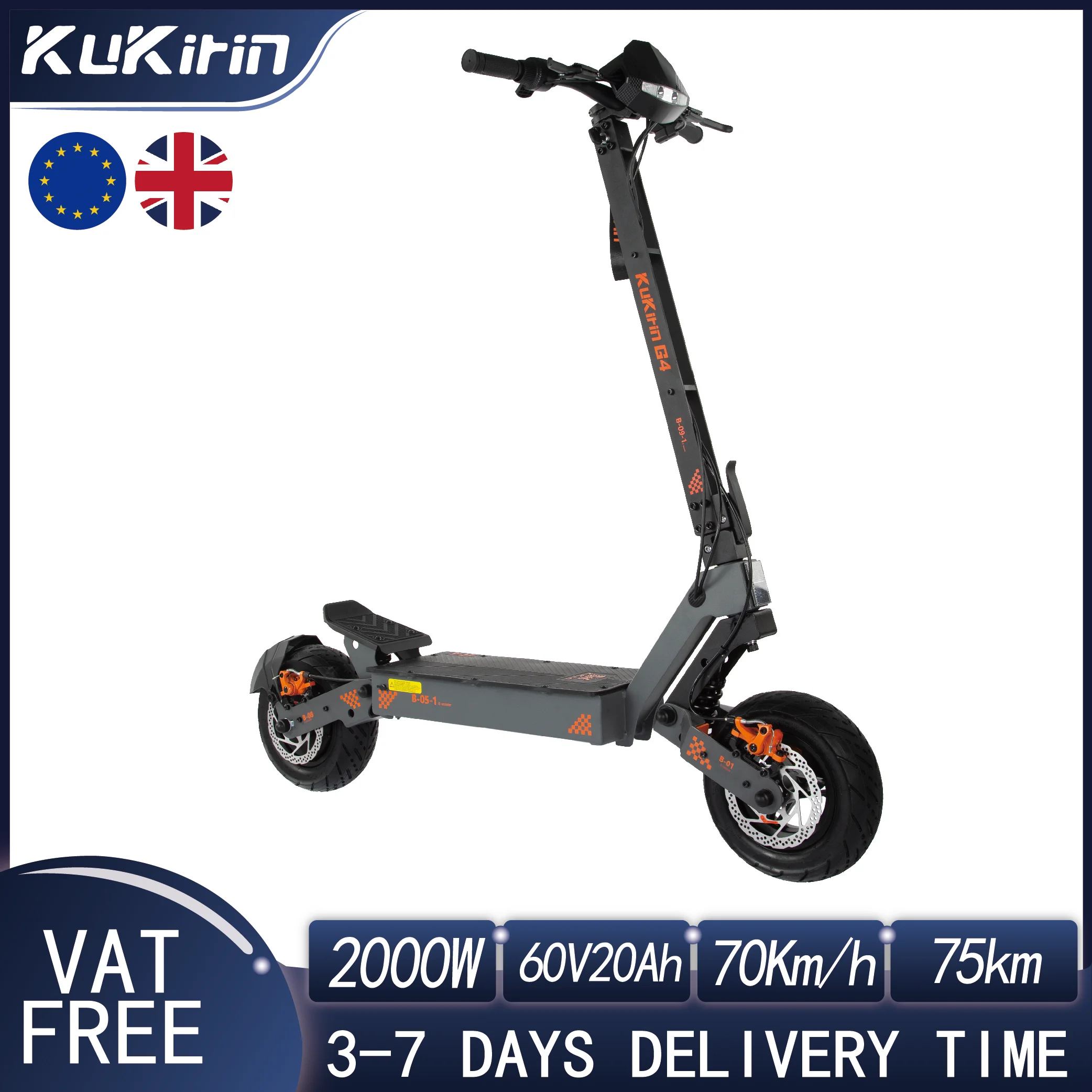 KuKirin G4 Scooter électrique Stock ue 2000W moteur 60V20Ah batterie 70 km/h vitesse supérieure 11 pouces pneus tout-terrain pliant e-scooter