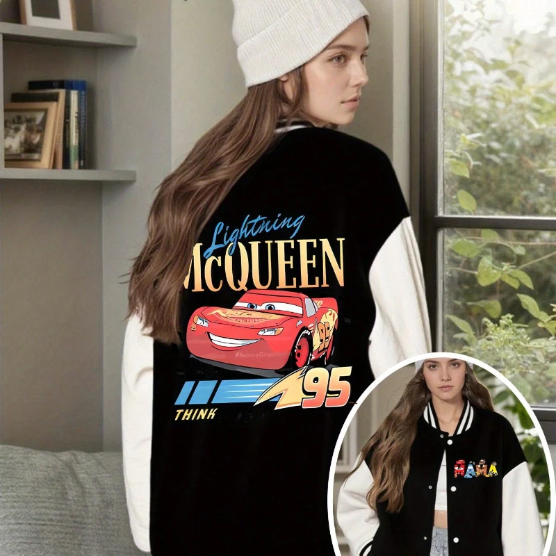 

Disney Racing Story Cartoon Double-sided Printed Women's Jacket Autumn and Winter New Male and Female Couples Streetwear