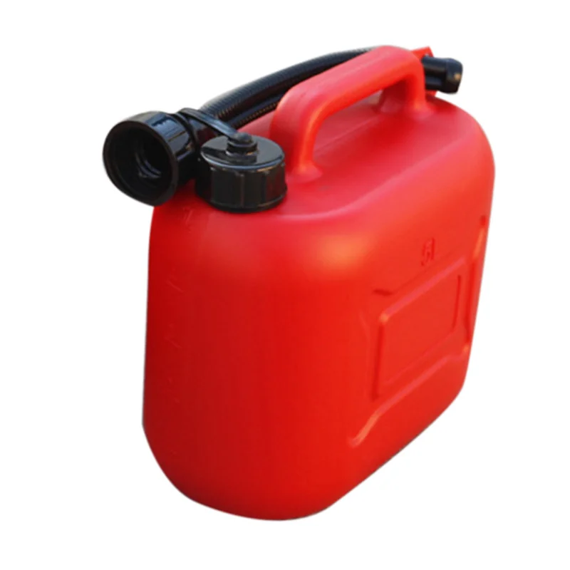 

5X 5L Car Fuel Tank Can Spare Plastic Petrol Gas Container Anti-Static Fuel Carrier With Pipe For Car Travel