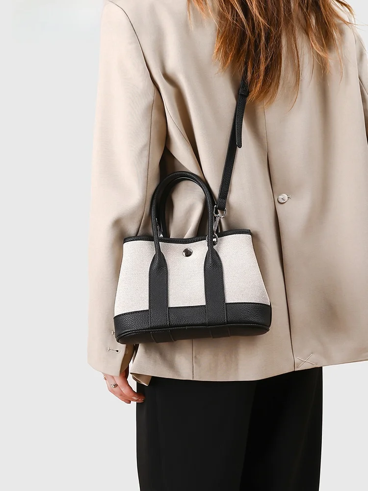 

Ele Commuter Tote Bag Women's New 2025 Handbag Contrast Color Leather Single oulder Slant Cross Bag Briti Sle