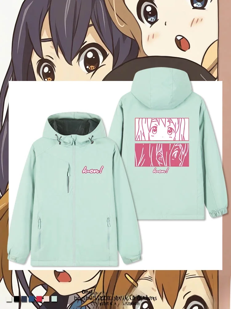 

Повседневная верхняя одежда с аниме-принтом: пальто с подкладкой из флиса, сине-белое, с принтом в виде миски, для девочек, в стиле мультфильмов