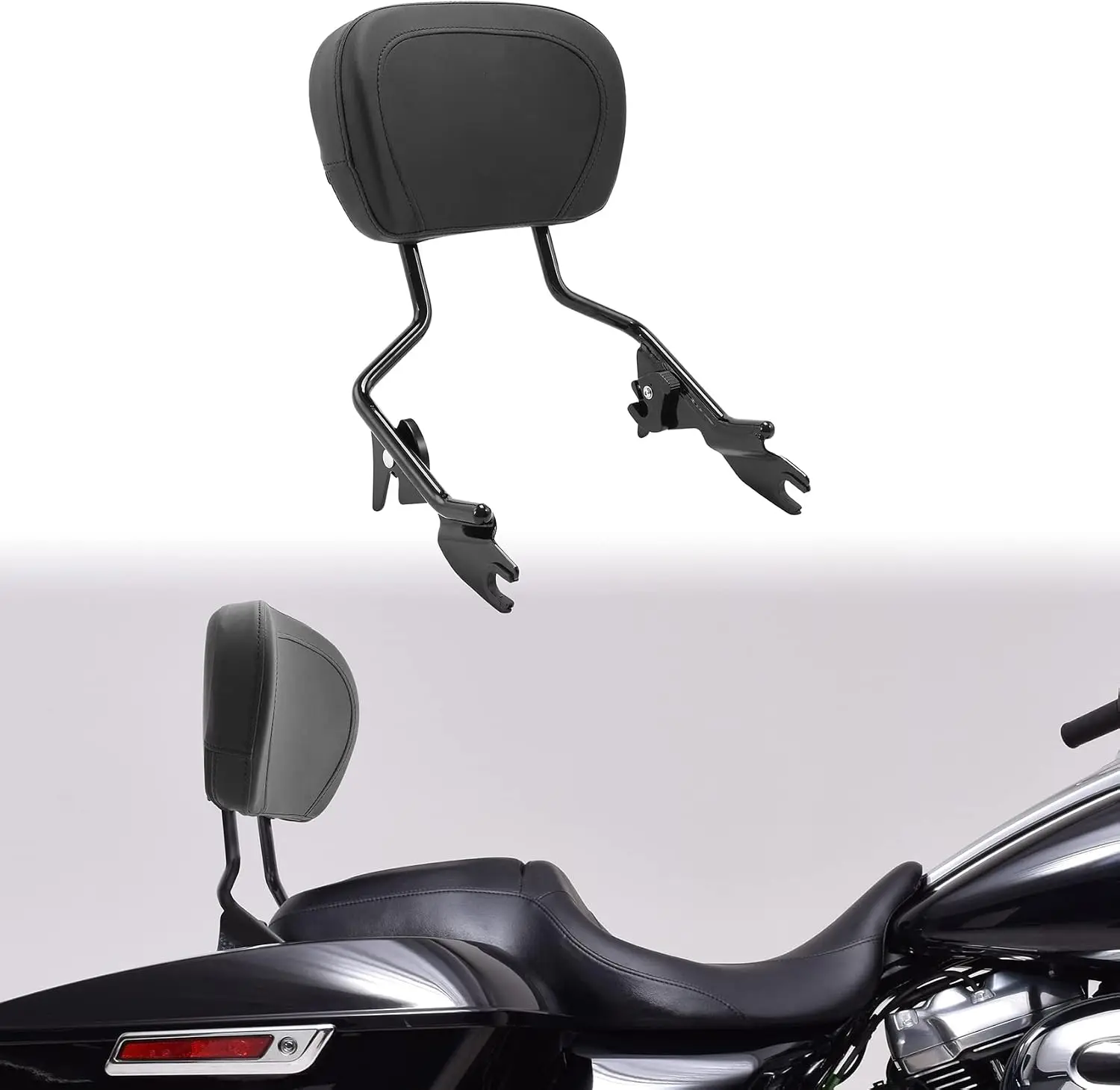 Rear Motorcycle Luggage Carrier Sissy Bar Rack in Black, Compatible with Touring Bikes from 2014 to 2025