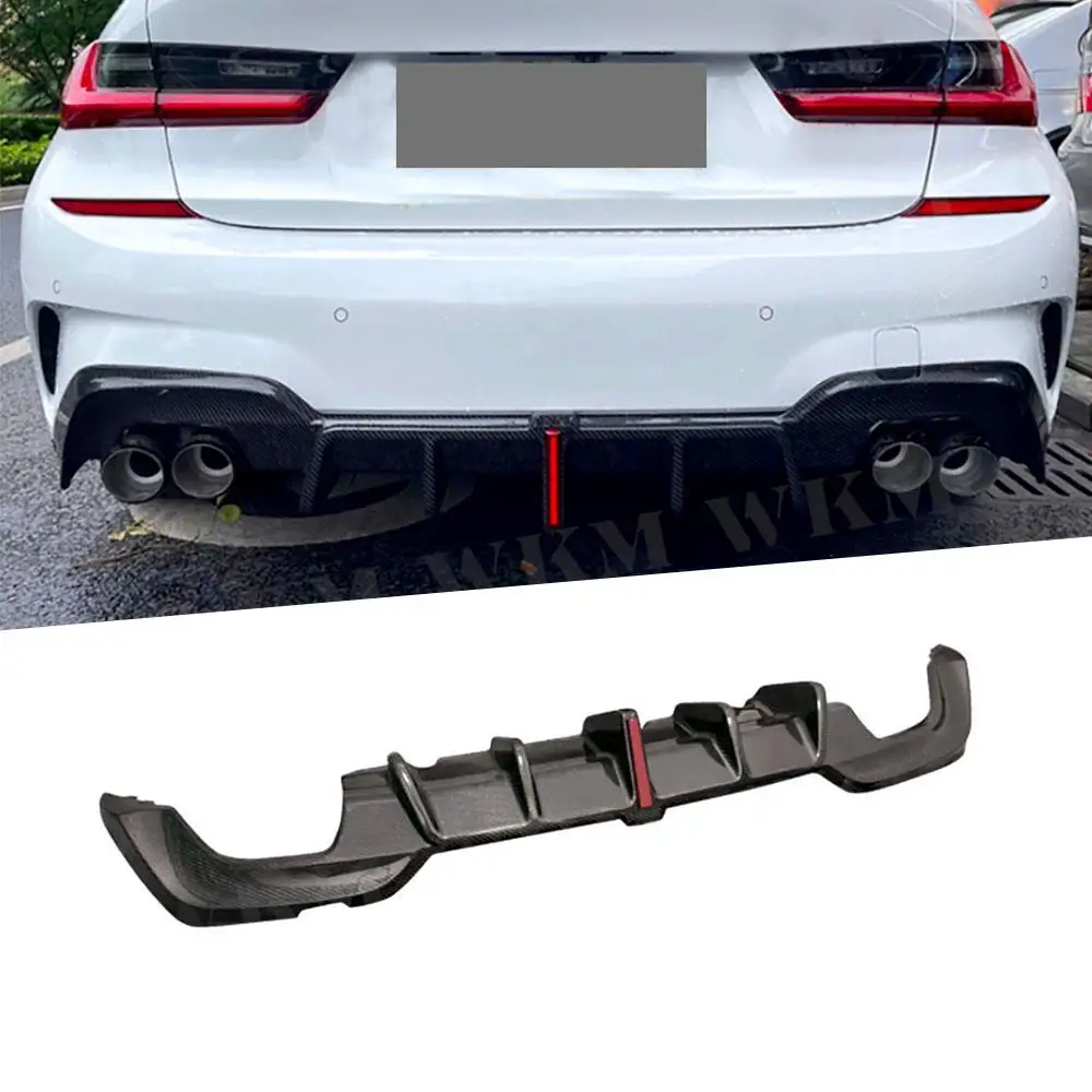 Carbon Fiber Heckstoßstange Lip Diffusor Spoiler mit LED-Licht für BMW G20 G28 M Sport M340i 2020 2021 2022 Auto BodyKits FRP