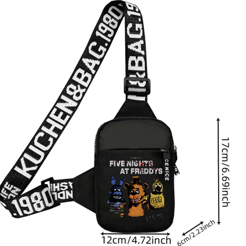 Cinco noites em freddys bolsa de ombro esportes casuais mini sacos de telefone fnaf dos desenhos animados anime figura impressa masculino crossbody pacote presente