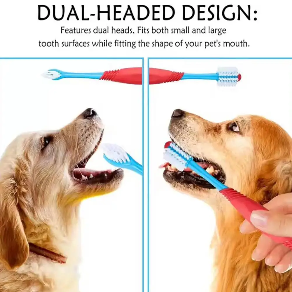 Double Head Pet Toothbrush Cat Dog Pet Cleaning Toothbrush Safe Food Grade Material Non-irritating Soft Hair Maintain Pet Oral H