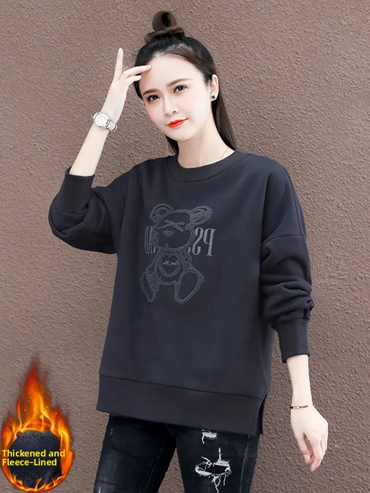 سترة أطفال مخملية مطرزة من Thiened ملابس نسائية للخريف والشتاء ملابس كورية طويلة Sve