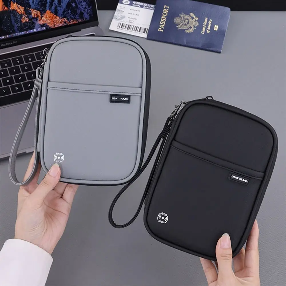 متعددة الوظائف RFID حجب حامل جواز السفر مقاوم للماء المحمولة بطاقات الائتمان الهوية حقيبة مضادة للسرقة حقيبة جواز السفر الأعمال #1