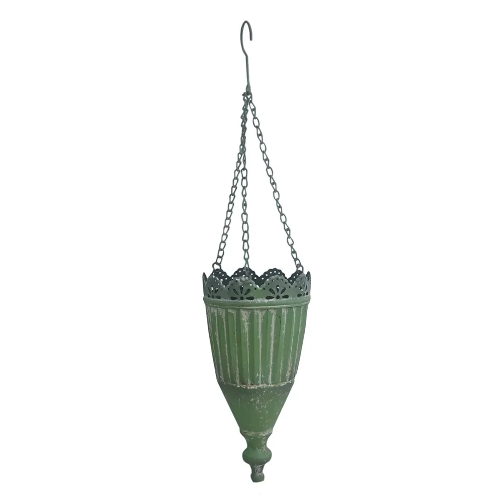 Home Garden Ceiling Hanging Retro Rustic Metal Handcrafted Flower Planter and Pot