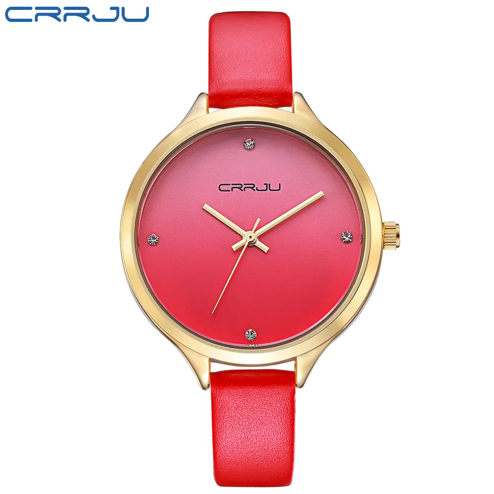 

CRRJU Rose gold Women Watches Luxury High Quality Water Resistant Montre Femme Leather Top Brand Dress Woman Wrist Watches