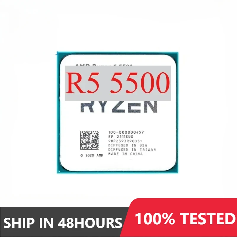 AMD Ryzen 5 5500 R5 5500 3.6GHz 6-Core 12-Thread CPU Processor 7NM L3=16M Socket AM4 No Fan Used Test Perfect