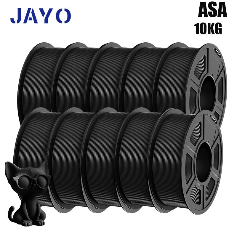 JAYO 3D-printerfilamenten 10 rollen Zwart PETG/PLA/HS-PLA/HSPMETG/PLA PLUS/ASA Bubble Free Glad Geschikt 1,75 mm voor 3D-printen - afbeelding 2