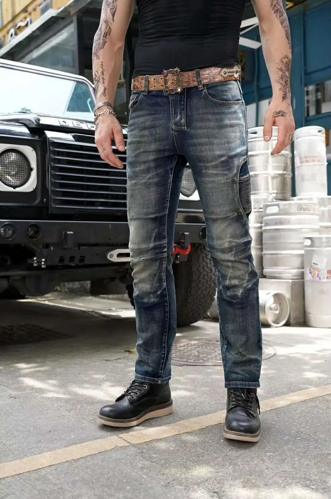 

Uglybros High Quality Motorcycle Riding Pants Loose Straight Locomotive Jeans Casual Motorbike Protective Trousers