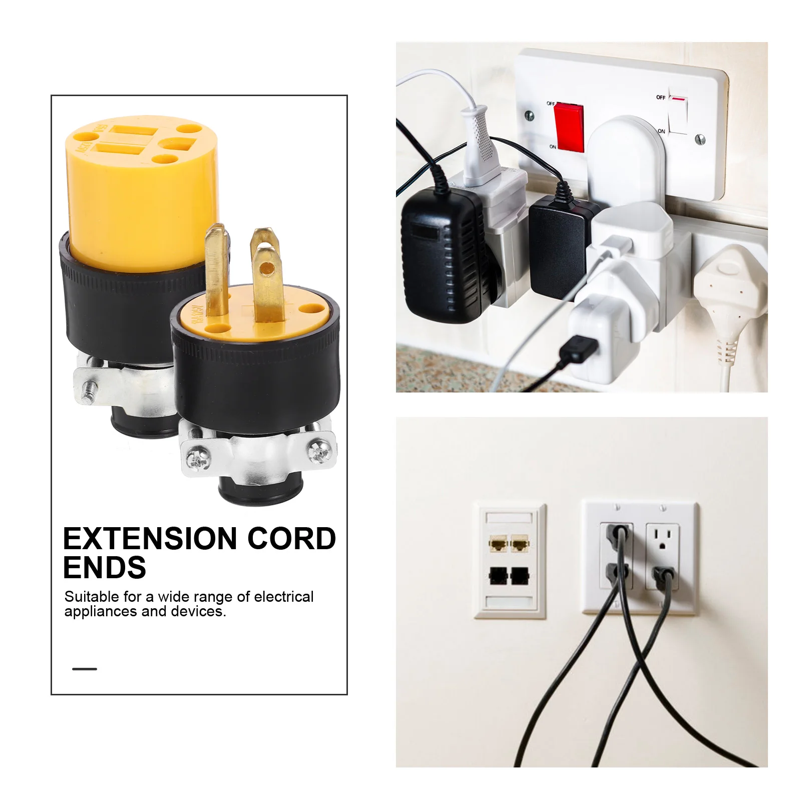 

1 комплект, 3-контактный заземляющий штекер, 15 А, 125 В, медный электрический разъем, наконечники удлинителя, сменные лопаточные разъемы