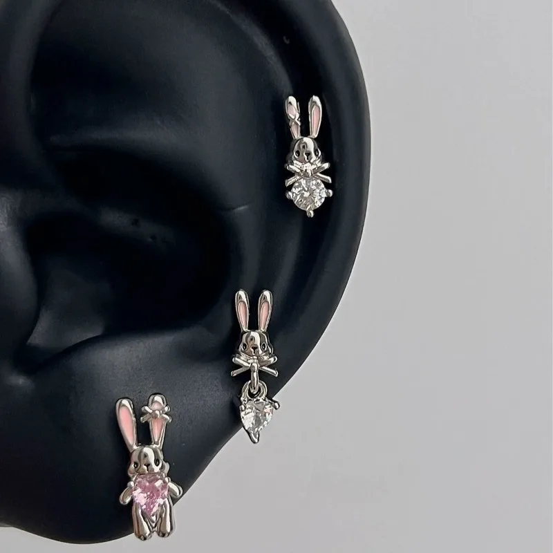 

Titanium steel earbone studs rabbit design stud earrings women's niche cute earrings personalized versatile earrings