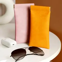 1pc Soft PU Leather Sunglasses Glasses Bag Reading Case Sun Glasses Pouch Unisex Simple Eyewear Storage Bags（4 Color Can Choose）