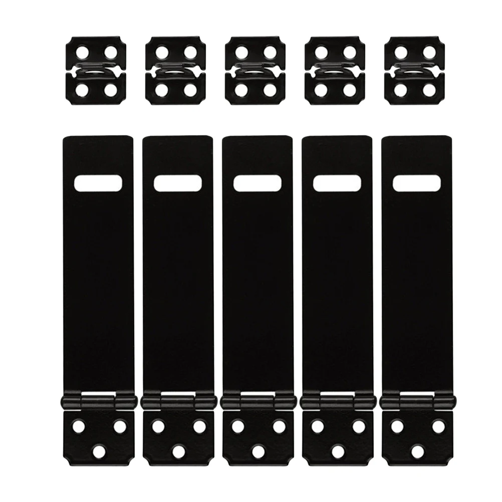 

5Pc 5 Inches Padlock Hasp Door Clasp Hasp Lock Latch Iron Lock for Fastening Gate Cabinet Door (Black)