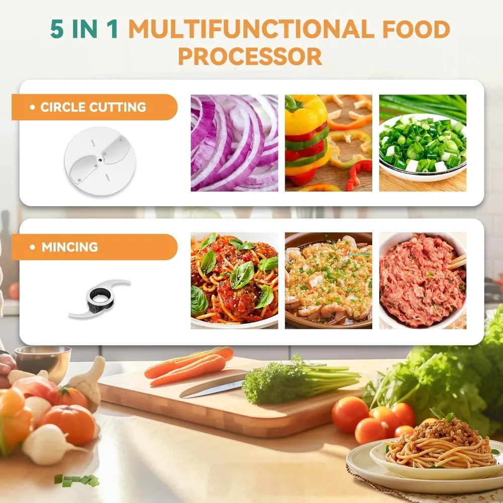 Picadora de verduras eléctrica, picadora de carne, máquina de procesamiento multifuncional, 5 en 1