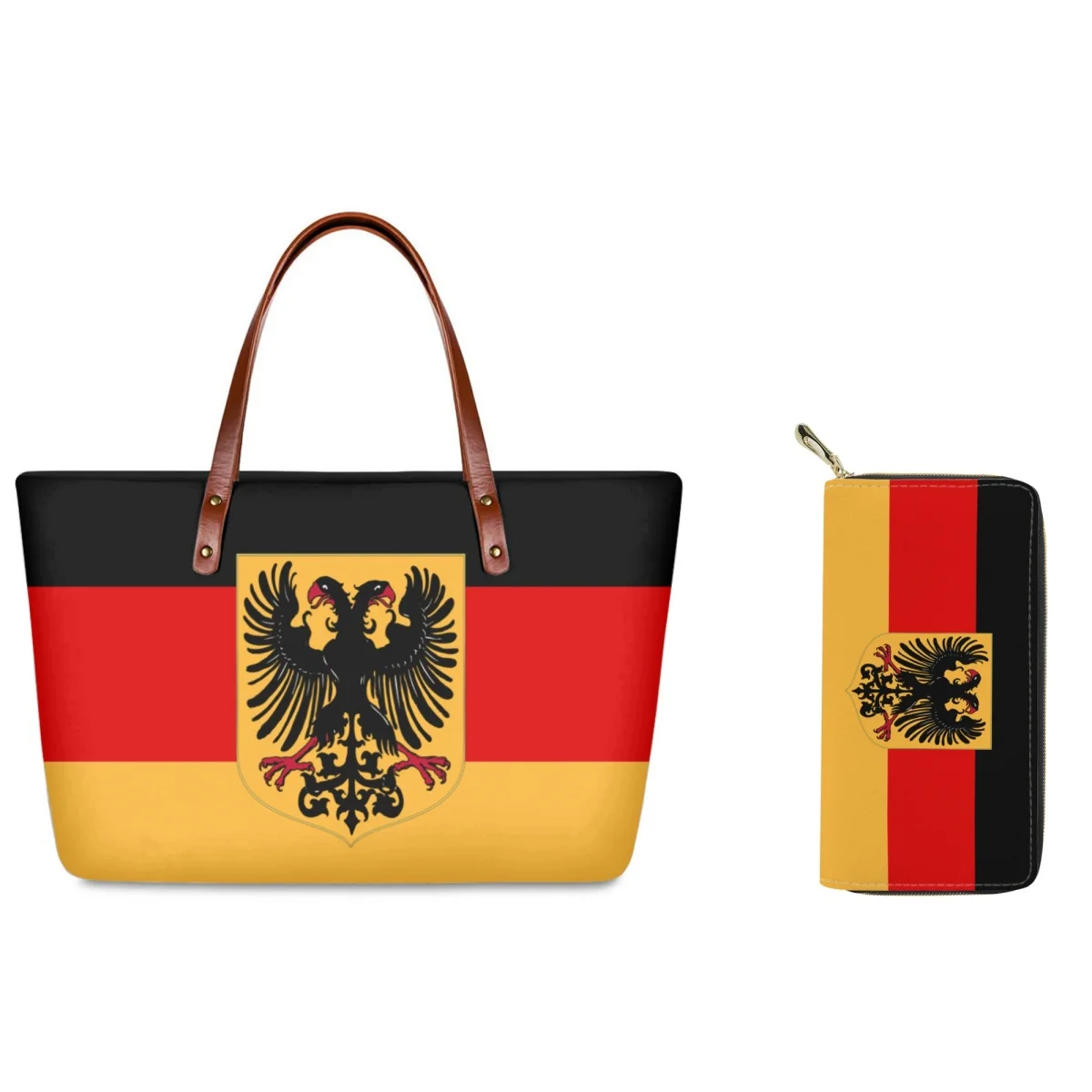 FORUDESIGNS Various Designs Women's Handbags Stylish German Empire Flag Design Tote Combination Bag Wallet Large Capacity