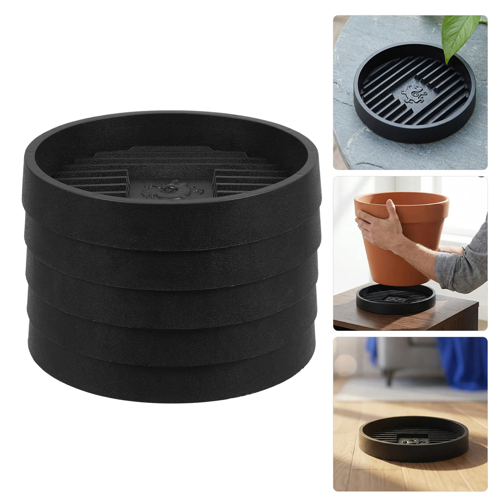5Pcs Flower Pot Drainage Tray Stylish Dragon Pattern Plastic Planter Water Absorber Indoor Outdoor Plant Saucer Tray