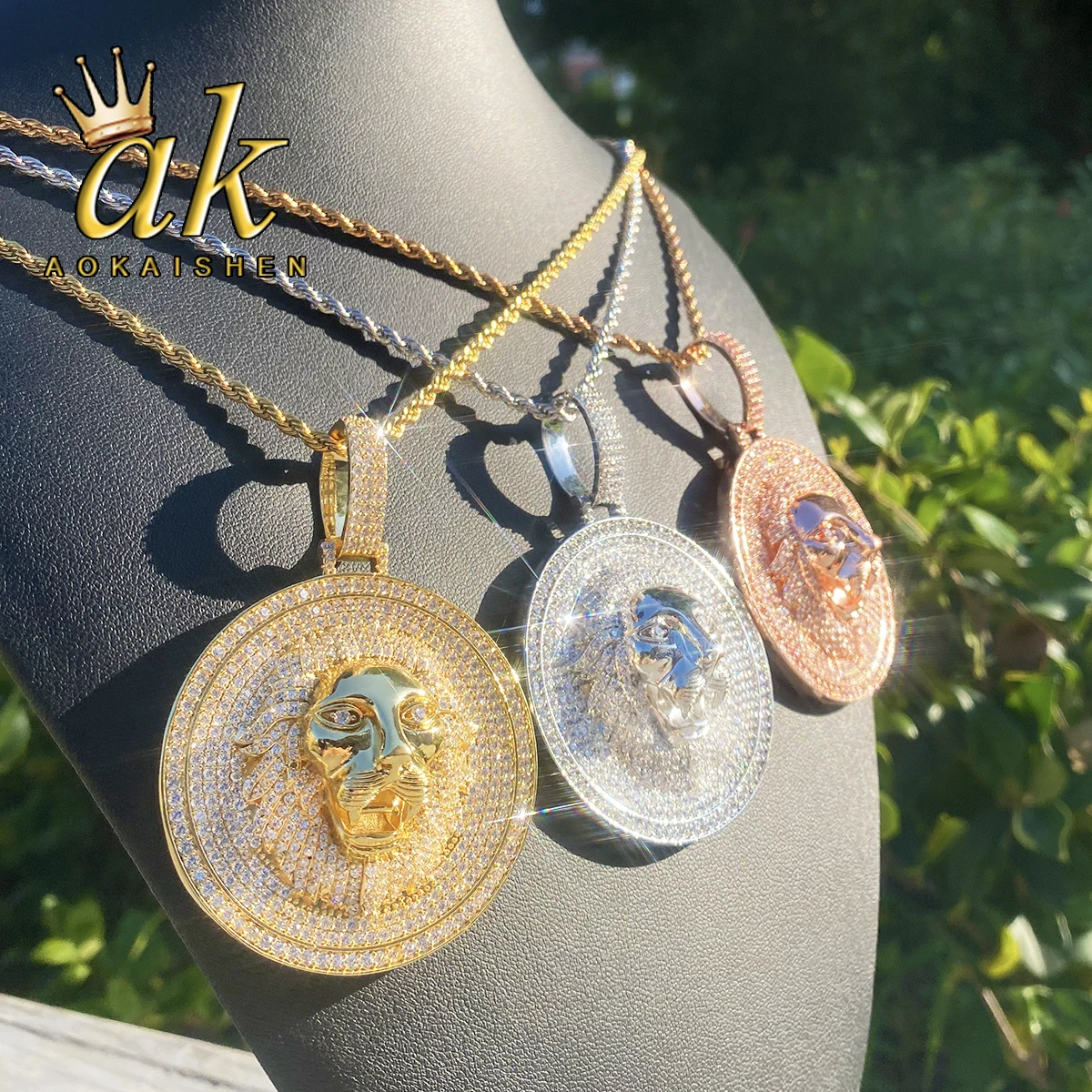 aokaishen-iced-out-lion-head-disc-necklace-pendant-for-men-5a-cubic-zirconia-gold-plated-hip-hop-jewelry