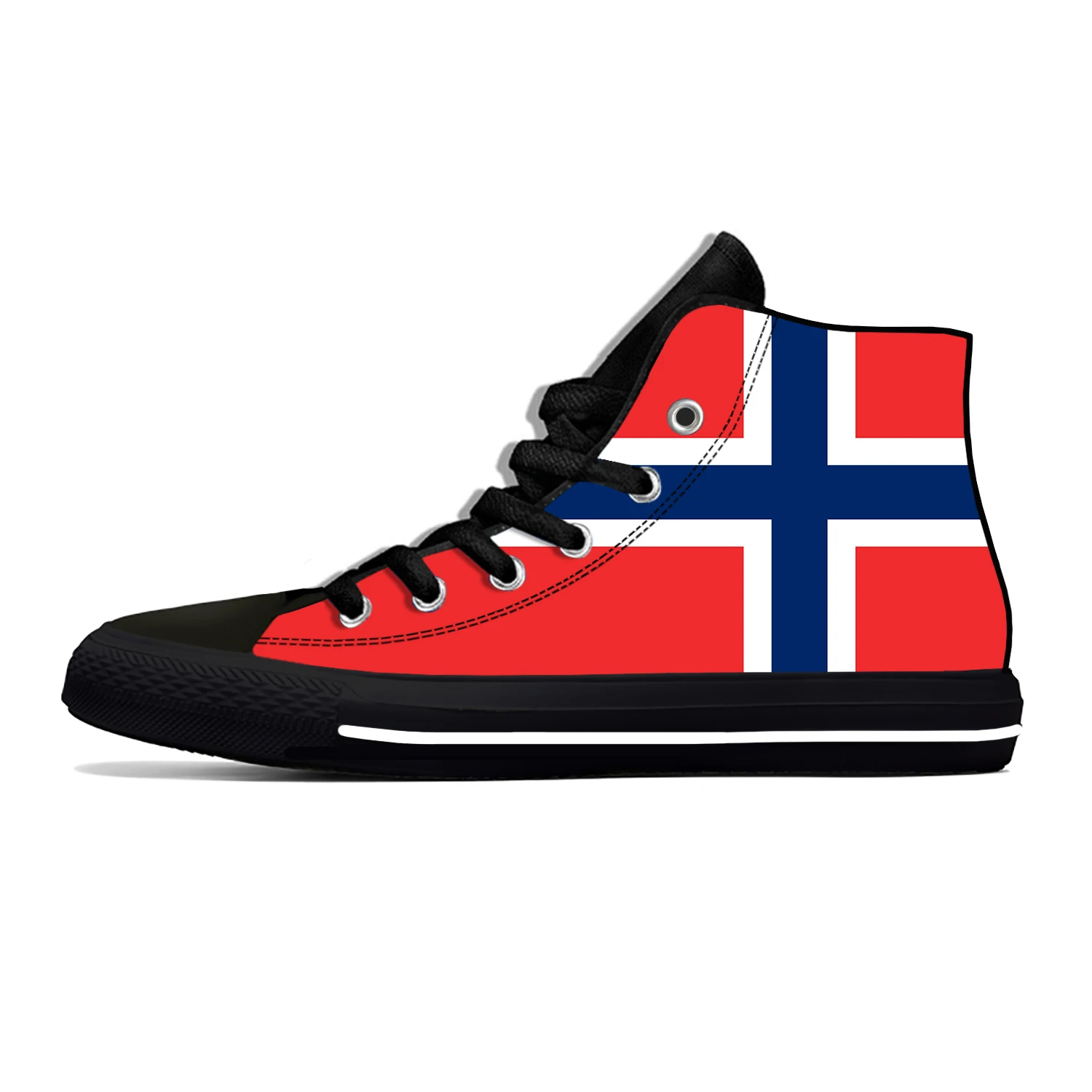 NORWAY NOREG NORWEGIAN Flag Fashion Classic High Top Board Shoes Lightweight Cool Casual Shoes Hot Breathable Men Women Sneakers