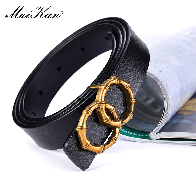 

Maikun Versatile Ladies Thin Belt Alloy Personality Double Ring Buckle Belt Simple Style Second Layer Leather Belt